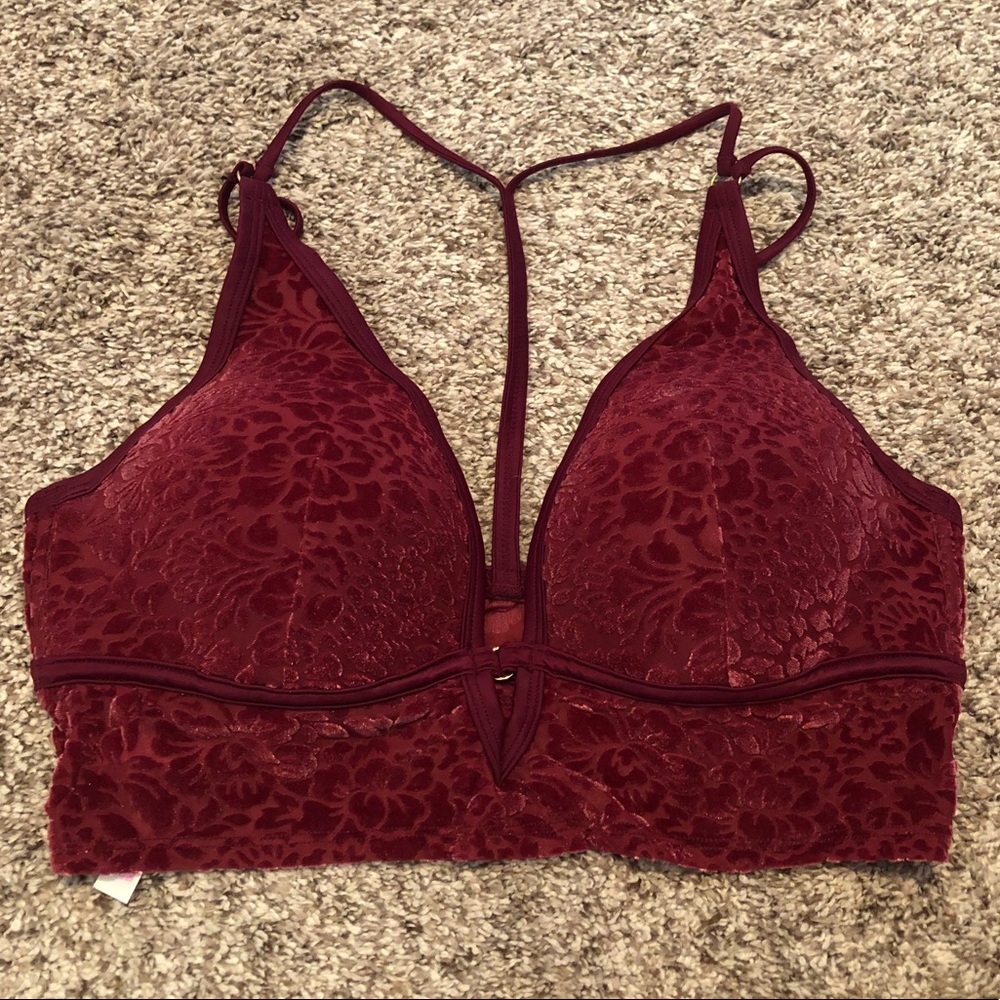 PINK Maroon velvet bralette